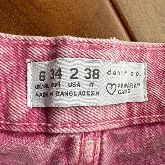 Women’s Pink Distressed Shorts Raw Hem Cutoff Denim Co Size 2 High Rise - Picture 4 of 8